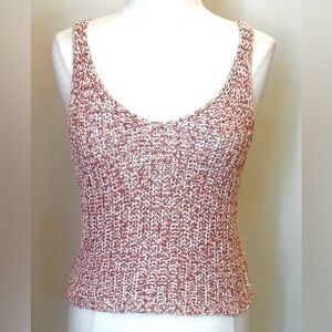 Harper Heritage Pink Cream S Chunky Knit Boho Cottagecore Balletcore Tank Top
